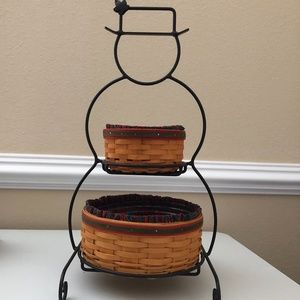 Longaberger Snowman Basket Holder with 2 baskets